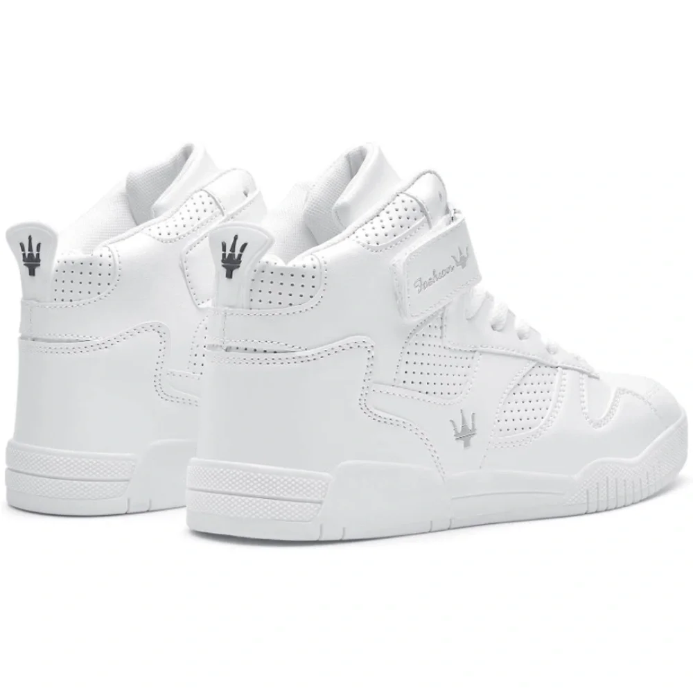 Mens All White Casual High Top Leather Sneakers size 9.5